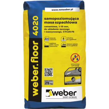 weber.floor 4020 paleta (42 x 25 kg.) Samopoziomująca masa szpachlowa o wysokiej wytrzymałości, 1-10 mm
