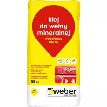 UNI W  (paleta 42 x 25 kg.) weber klej do wełny mineralnej, do mocowania płyt i do zatapiania siatki