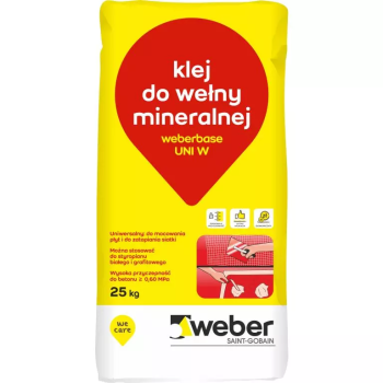 UNI W weber klej do wełny mineralnej, do mocowania płyt i do zatapiania siatki  (paleta 42 x 25 kg.)